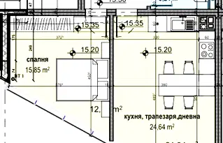 Двустаен апартамент с френски прозорци и планинска гледка в Драгалевци