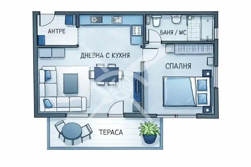 2-bedroom apartment in Sofiya, Drujba 2