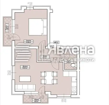 Снимка 2 — Двустаен апартамент в Благоев, Еленово 2