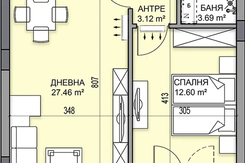 Двустаен апартамент в Пловдив, Гагарин