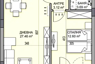 Двустаен апартамент в Пловдив, Гагарин