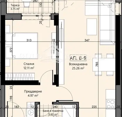 Снимка 4 — Двустаен апартамент с високи тавани в кв. Христо Смирненски, Пловдив