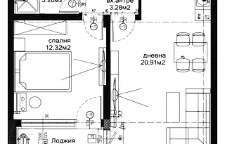 Двустаен апартамент с функционално разпределение в Христо Смирненски, Пловдив