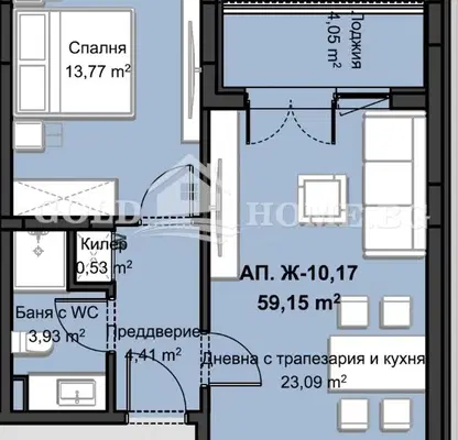 Снимка 2 — Двустаен апартамент с западно изложение в Христо Смирненски, Пловдив