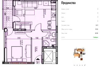 Двустаен апартамент с функционално разпределение в Кършияка, Пловдив