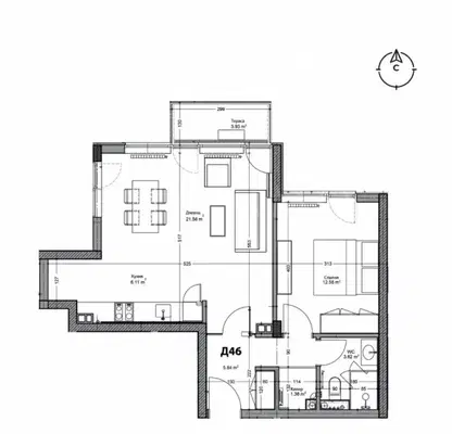 Снимка 3 — Двустаен апартамент в Пловдив, Кършияка