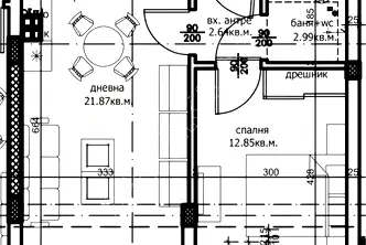 Двустаен апартамент с южно изложение в Левски 1, Варна