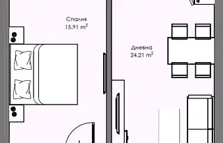 Светъл двустаен апартамент с югоизточно изложение в Бургас, Мадика
