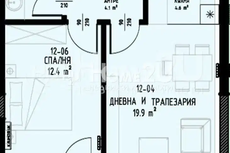 2-bedroom apartment in Sofiya, Malinova Dolina