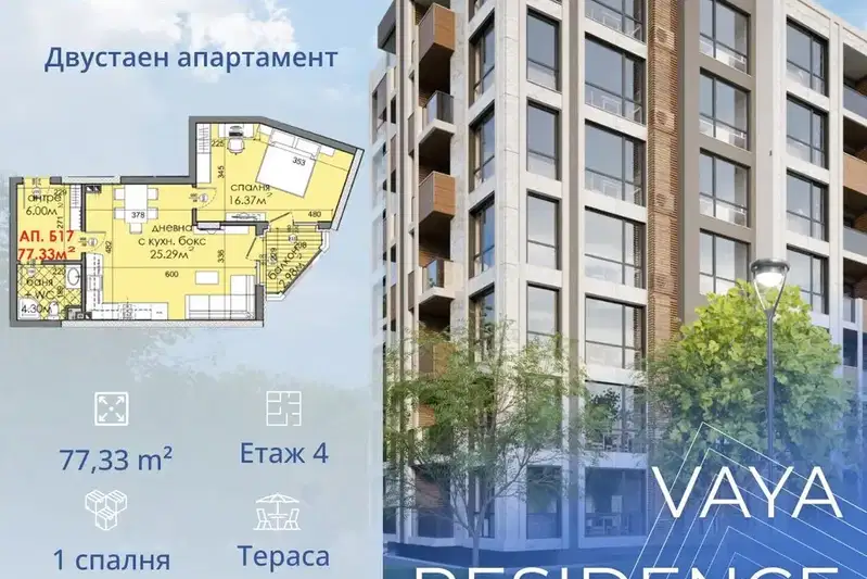 Двустаен апартамент с югозападно изложение в Меден рудник, Бургас