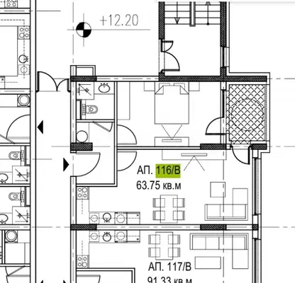 Снимка 2 — Двустаен апартамент в София, Обеля 1