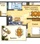 Двустаен тухлен апартамент с балкон в Обеля 2, София