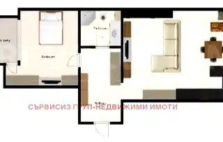 Просторен двустаен апартамент с ламинат и теракот в Оборище