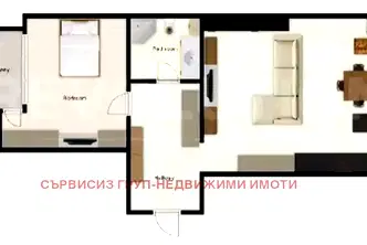 Просторен двустаен апартамент с ламинат и теракот в Оборище