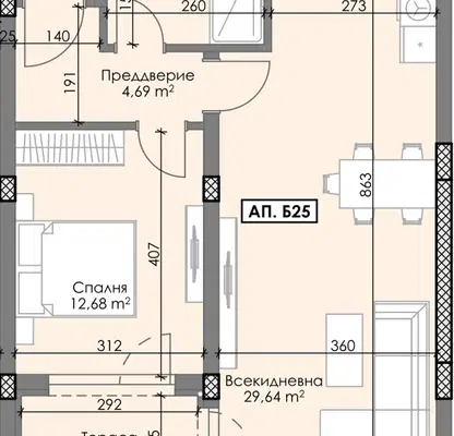 Снимка 2 — Двустаен апартамент в Пловдив, Остромила