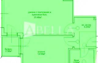 Двустаен апартамент с функционално разпределение в Овча купел 2