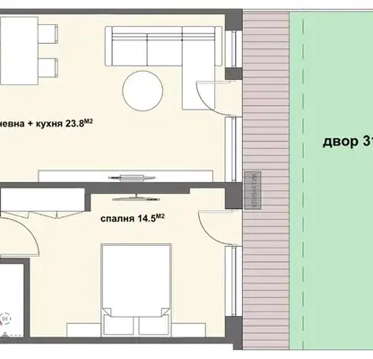 Снимка 2 — Двустаен апартамент в Стара Загора, Ремиза