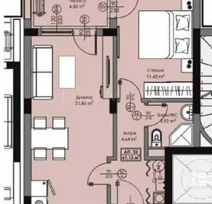 Photo 2 — 2-bedroom apartment in Burgas, Slaveikov