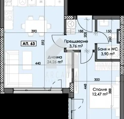 Photo 2 — Two-room apartment in a new luxury complex in Trakiya, Plovdiv