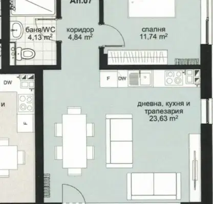Снимка 3 — Двустаен апартамент с функционално разпределение във Виница, Варна
