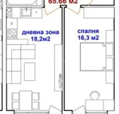 Снимка 2 — Двустаен апартамент с източно изложение в кв. Възраждане, Бургас