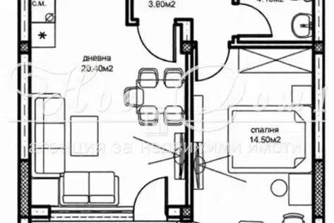 Two-room apartment with south aspect in Yuzhen district, Plovdiv