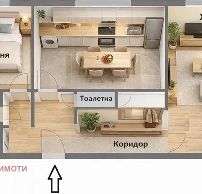 Снимка 5 — Двустаен апартамент в Пазарджик, Запад