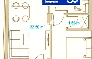 Двустаен апартамент с тераса в Зона Б-19, София