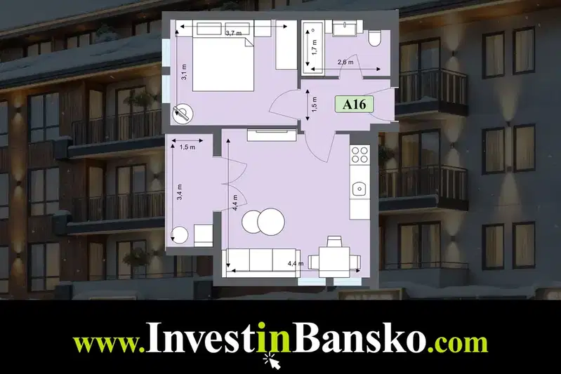 2-bedroom apartment in Oblast Blagoevgrad, Bansko