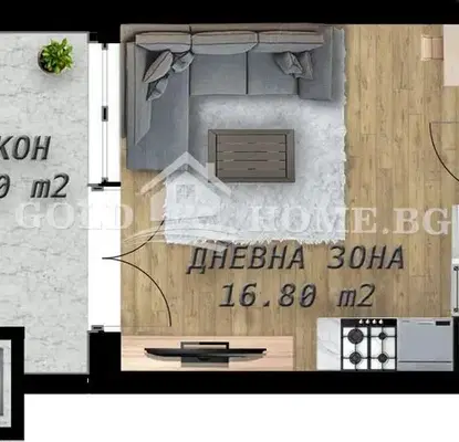 Снимка 3 — Едностаен апартамент с западно изложение в кв. Беломорски, Пловдив