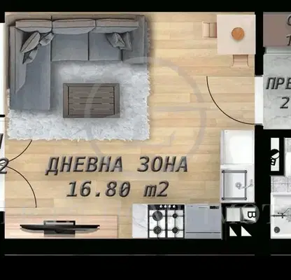 Снимка 3 — Едностаен апартамент с западно изложение в Беломорски, Пловдив