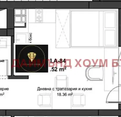 Снимка 2 — Едностаен апартамент с лоджия в нов комплекс в Кючук Париж, Пловдив