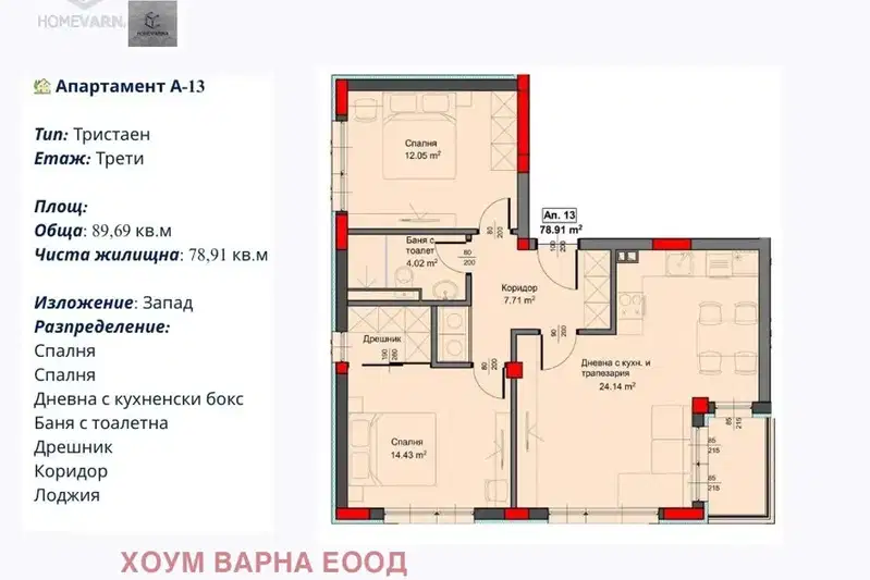 3-bedroom apartment in Varna, Asparuhovo
