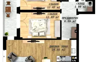 Тристаен апартамент с функционално разпределение в Беломорски, Пловдив