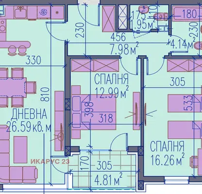 Снимка 5 — Тристаен апартамент в Пловдив, Център