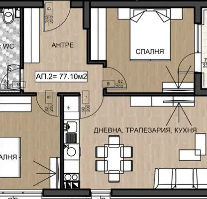 Снимка 3 — Тристаен апартамент в София, Горна баня