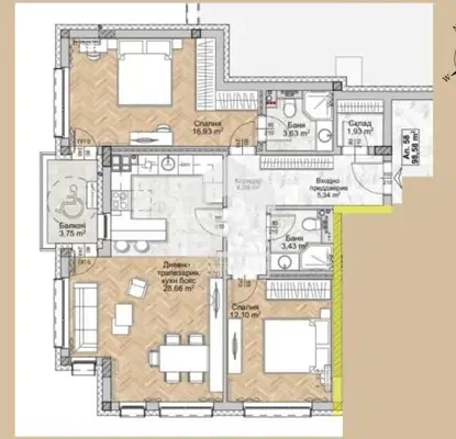Photo 4 — Three-room apartment with functional layout in Lyulin 8, Sofia