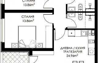 Тристаен апартамент с две бани и тераса в Люлин 9, София