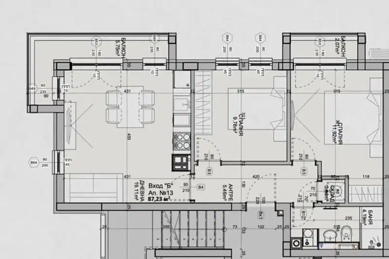 Three-room apartment with southwest aspect in Manastirski Livadi