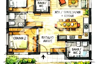 Тристаен апартамент с две дворни пространства в Обеля 2, София