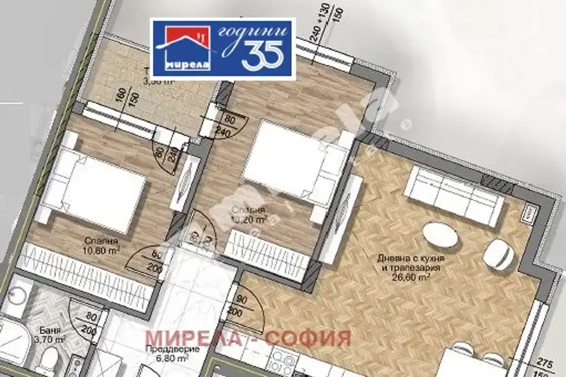 Тристаен апартамент с функционално разпределение в Овча купел 2, София