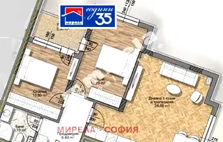 Тристаен апартамент с функционално разпределение в Овча купел 2, София