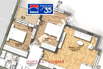 Тристаен апартамент с функционално разпределение в Овча купел 2, София