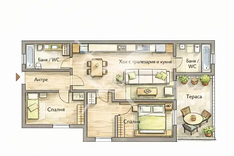 3-bedroom apartment in Sofiya, Svoboda