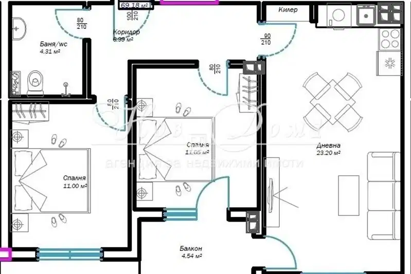 Three-room apartment with south aspect in Vazrazhdane 3, Varna