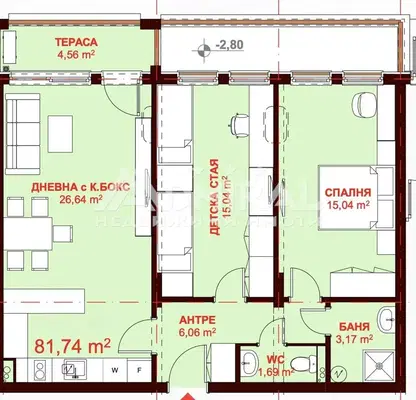 Снимка 3 — Тристаен апартамент с тераса в Свети Влас, ваканционен комплекс