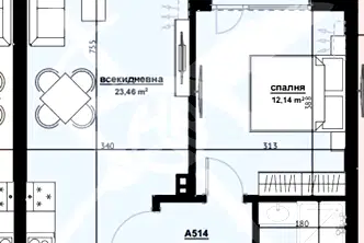 Двустаен апартамент на 6-ти етаж в Хоризонт, Бургас
