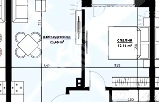 Двустаен апартамент на 5-ти етаж в Хоризонт, Бургас