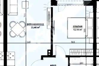 Двустаен апартамент на 5-ти етаж в Хоризонт, Бургас