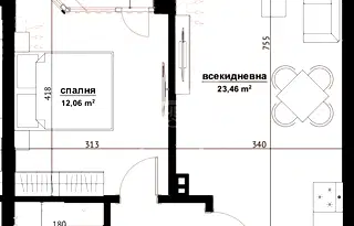 Двустаен апартамент на 7-ми етаж в Хоризонт, Бургас